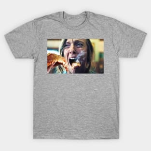 Horror Movie Scream but with Steaming Hot Pizza T-Shirt